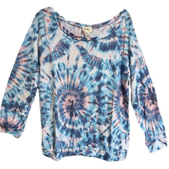 Bibi Blue Purple Tie Dye Print Terry T-Shirt NEW - Picture 7 of 8